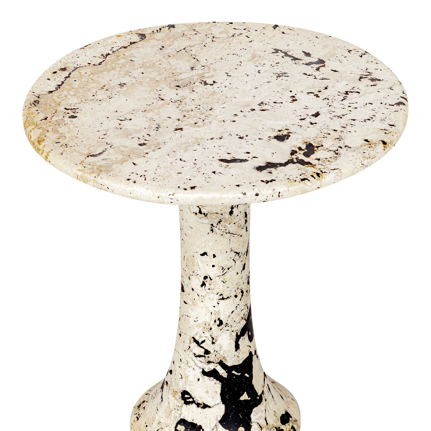 Cadas - Indoor-Outdoor Stone Side Table - Black / White