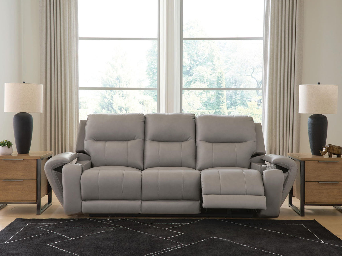 Real Moments - Power Reclining Sofa With Audio Seating - Ash