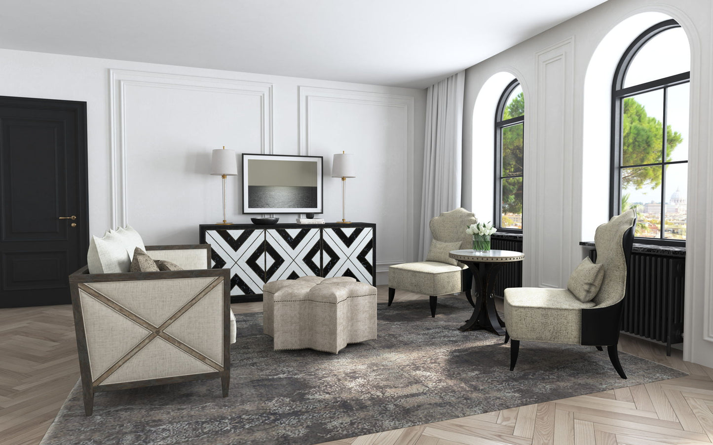 Sanctuary 2 - Noir Et Blanc Entertainment Console