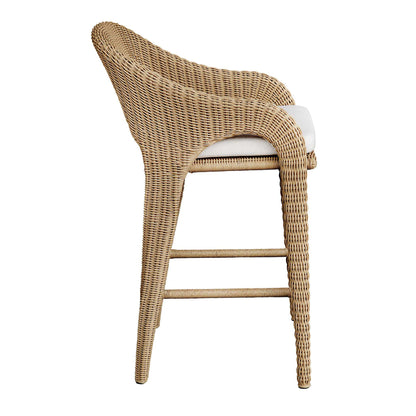 Kavali - Outdoor Wicker Barstool - Woodtone