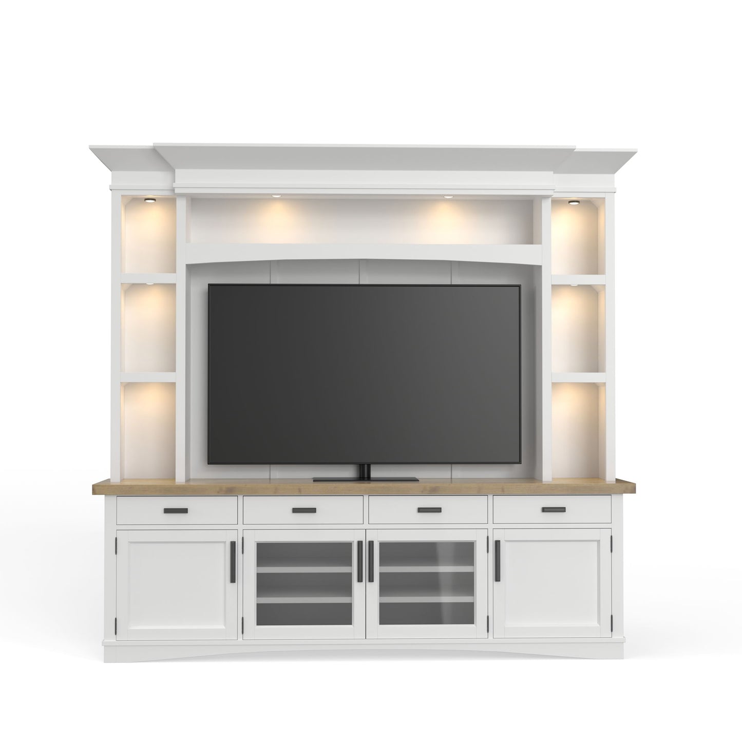 Americana Modern - TV Console with Hutch, Backpanel and LED Lights