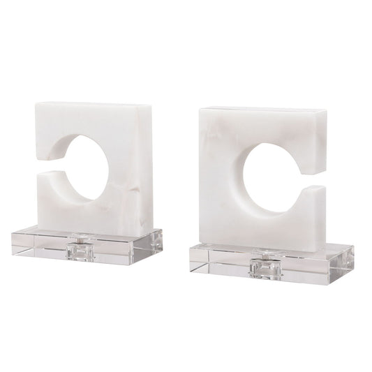 Clarin - Bookends (Set of 2) - White & Gray