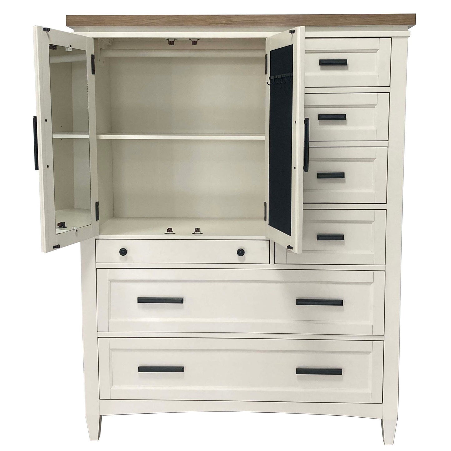 Americana Modern Bedroom - 7 Drawer Door Chest With Workstation - Cotton