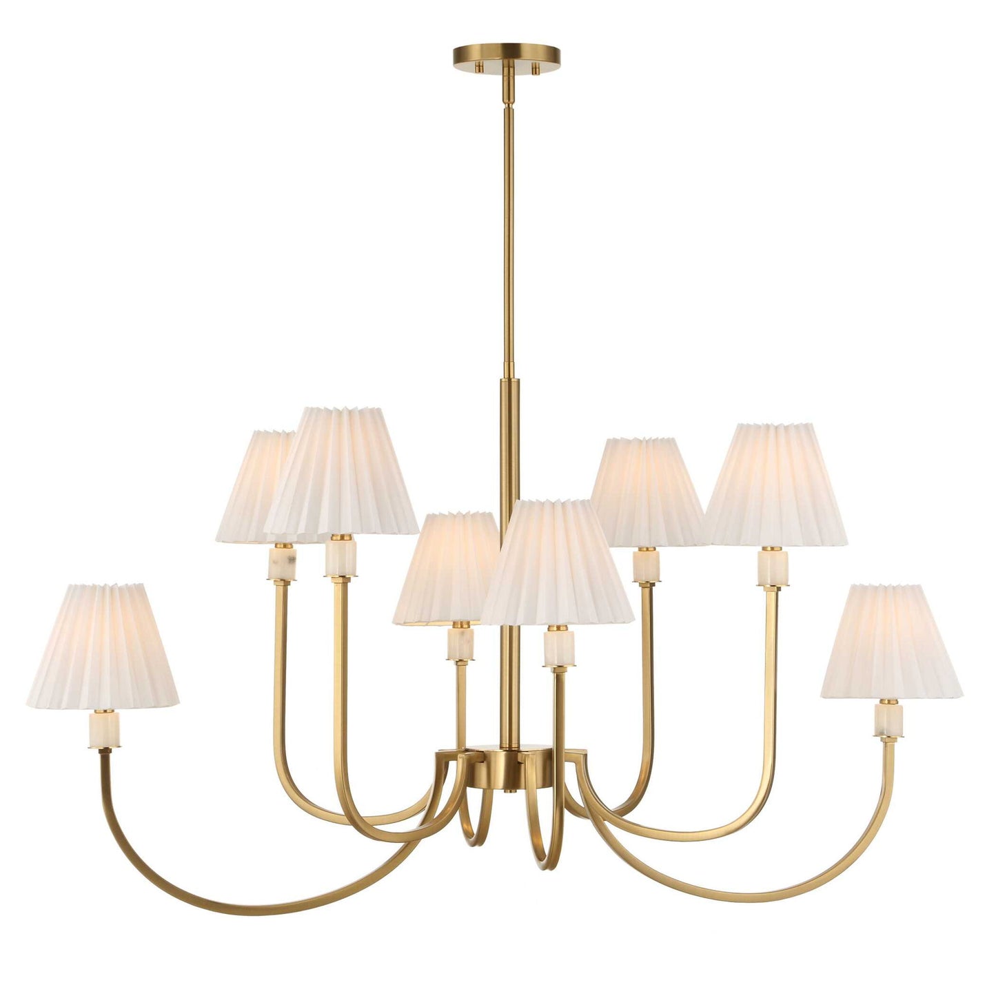 Poppins - 8 Light Brass Chandelier - White / Gold