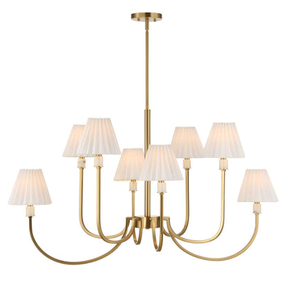 Poppins - 8 Light Brass Chandelier - White / Gold