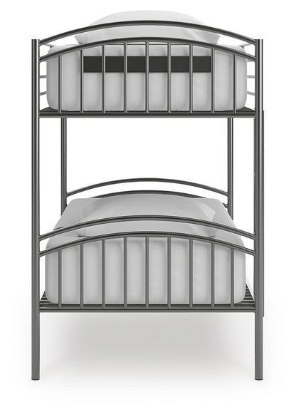 Lanceburg - 3 Pc. - Twin Over Twin Bunk Bed And 2 Mattresses - Gray
