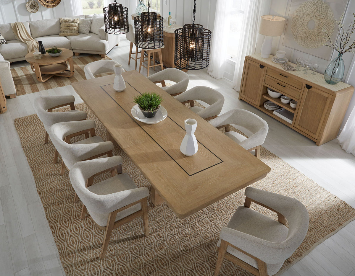 Escape - Dining Table With Extensions - Glazed Natural Oak / Black Metal Trim