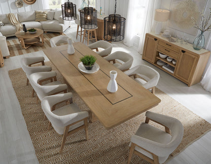 Escape - Dining Table With Extensions - Glazed Natural Oak / Black Metal Trim