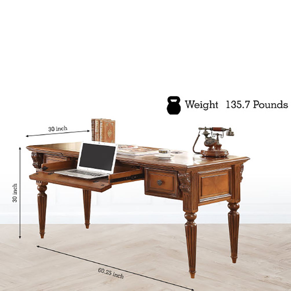 Huntington - Writing Desk - Antique Vintage Pecan