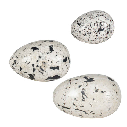 Nest Trio - Indoor-Outdoor Stone Eggs (Set of 3) - Black / White