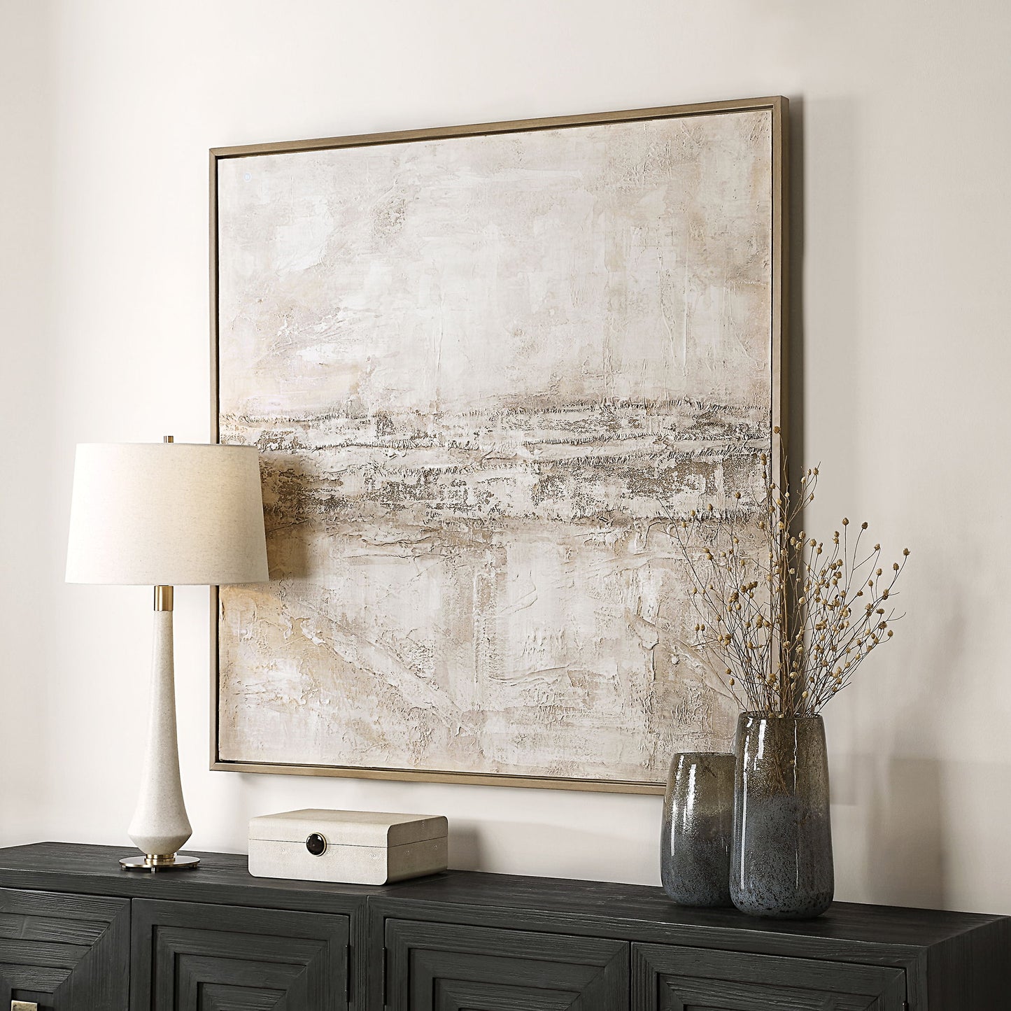 Desert Oasis - Abstract Canvas Art - Gray