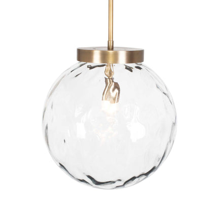 Gaia - 1 Light Watered Glass Pendant - Brass