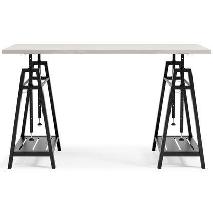 Bayflynn - White / Black - Adjustable Height Desk