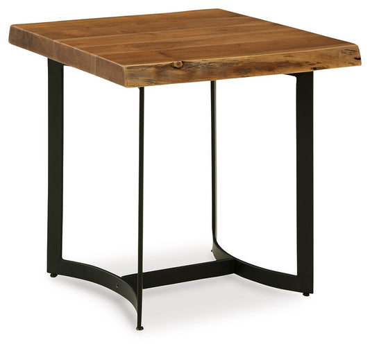 Fortmaine - Brown / Black - Rectangular End Table