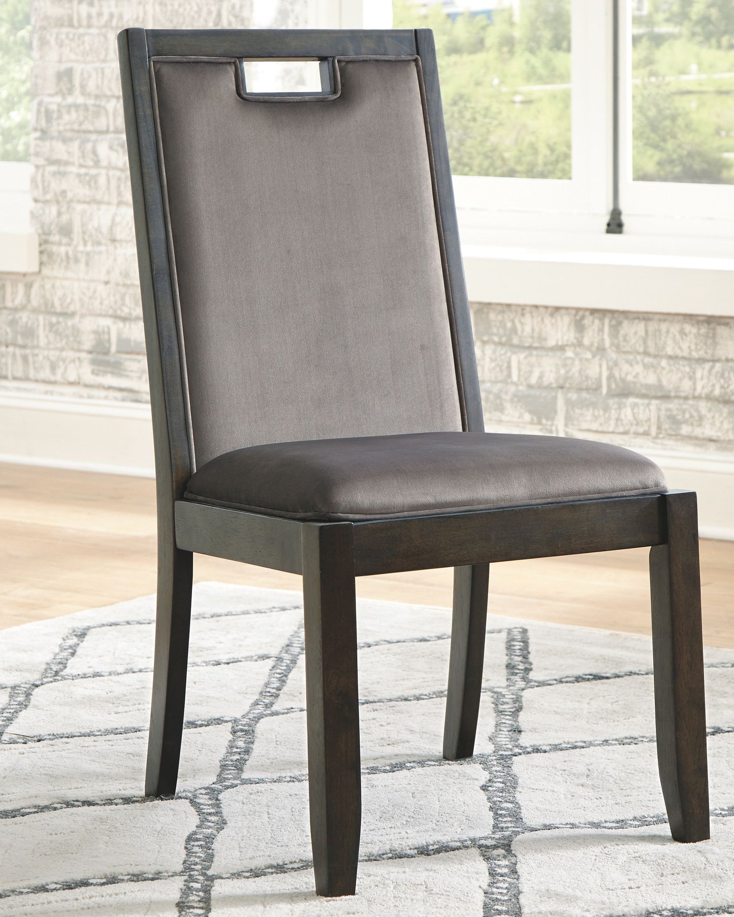 Hyndell - Gray / Dark Brown - Dining UPH Side Chair (Set of 2)