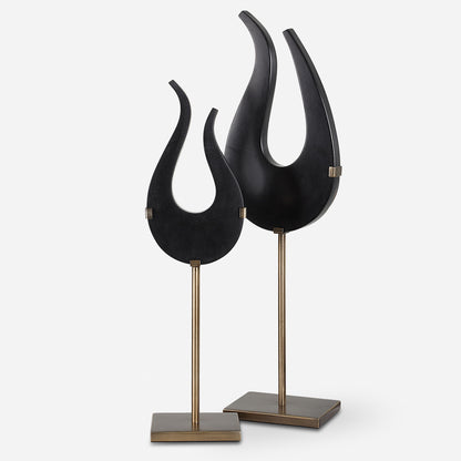 Black - Flame Sculptures (Set of 2)