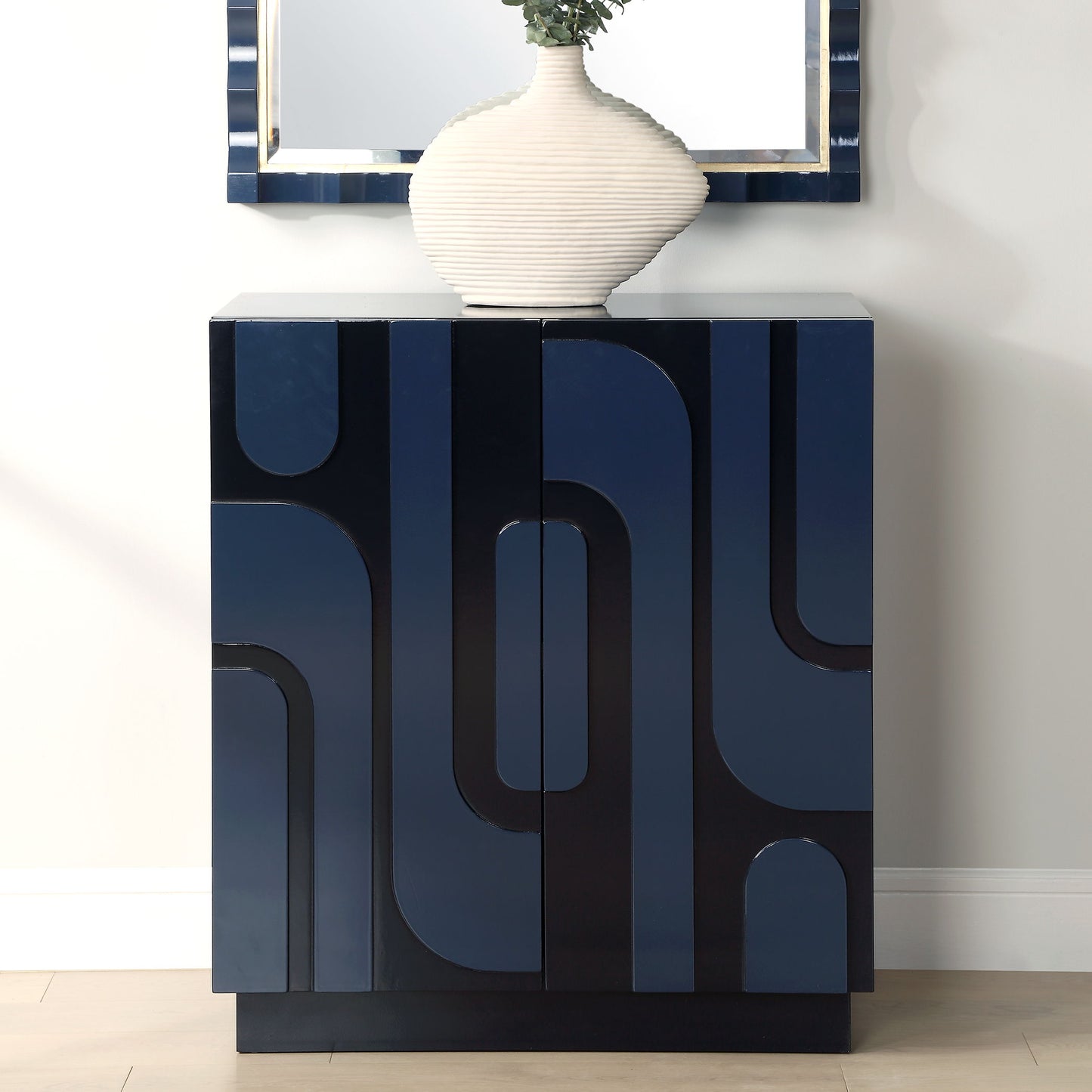 Valeria - 2 Door Glossy Blue Cabinet