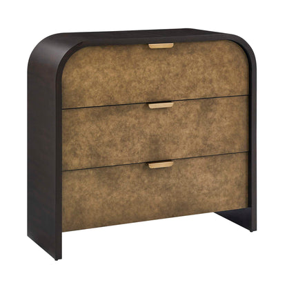 Byrams - 3 Drawer Oak Chest - Brown / Gold / Woodtone
