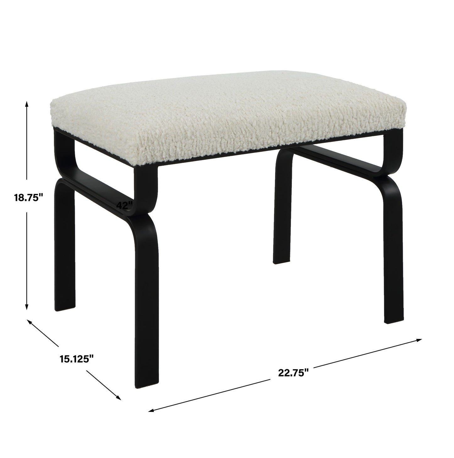 Diverge - White Shearling Small Bench