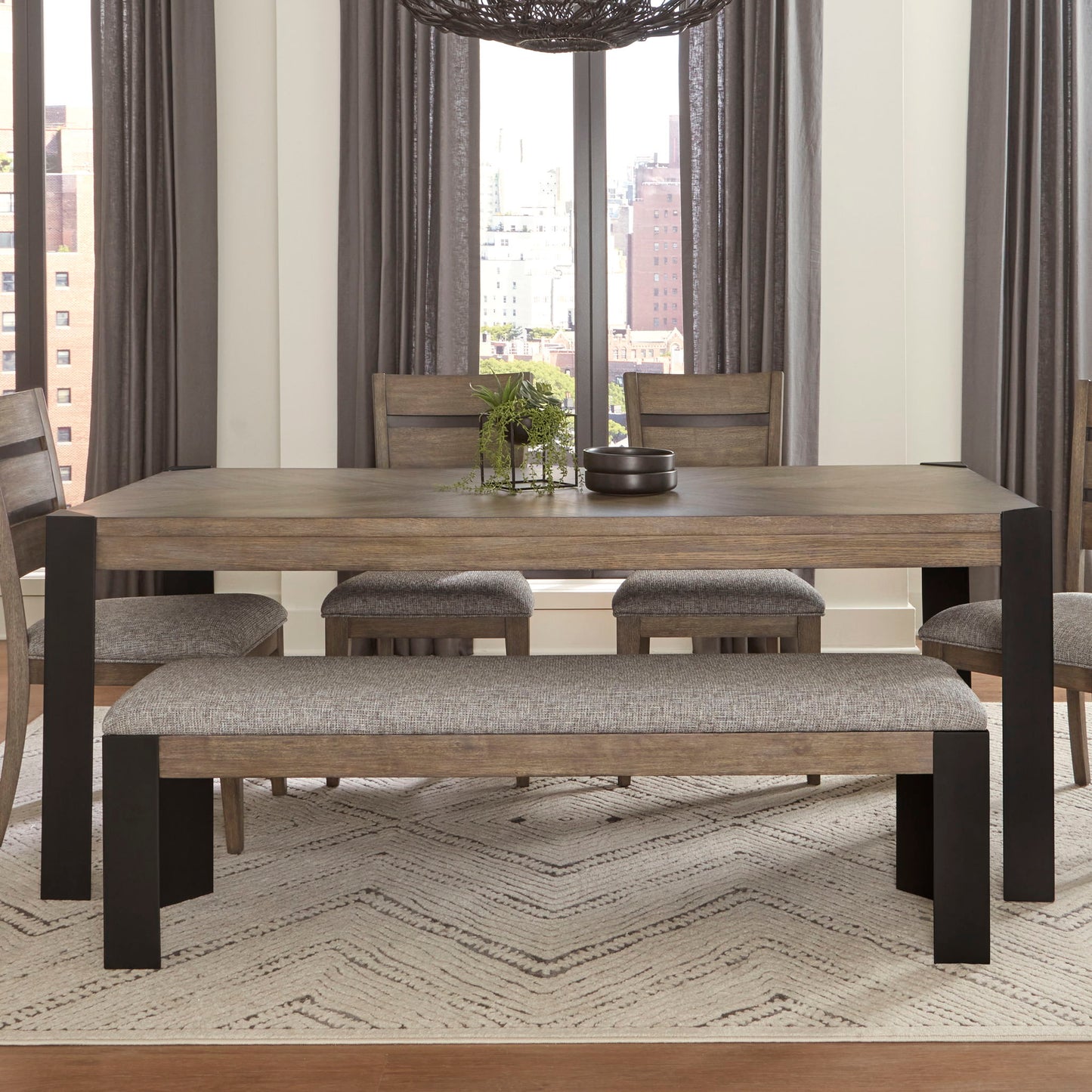 Cedar Fork - Dining Table With 6 Ladderback Chairs - Smoked Arabica