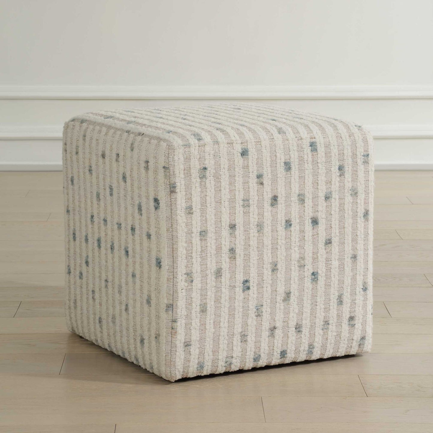 Joie - White Chenille Ottoman - White