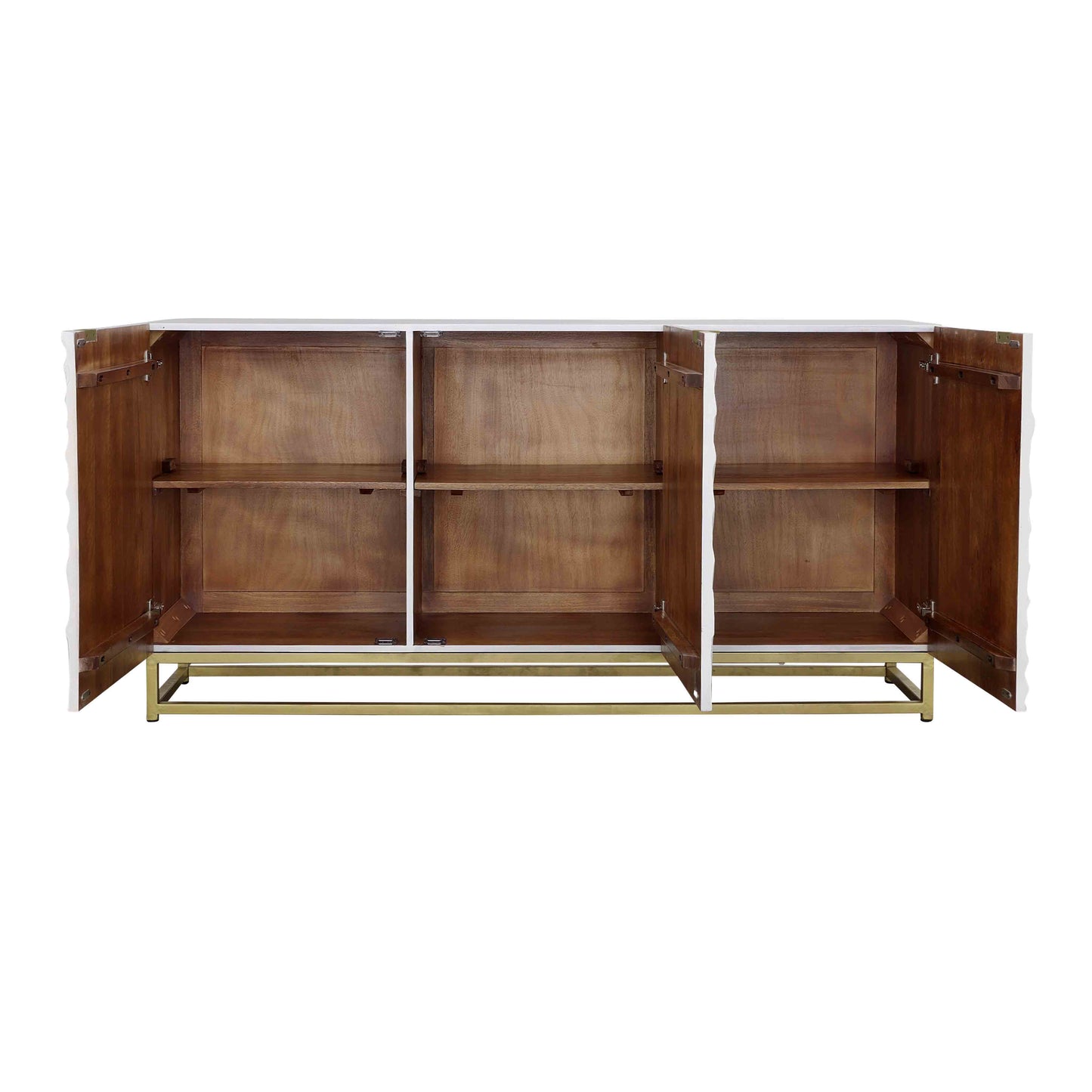 Fallow - Three Door Credenza - White / Gold