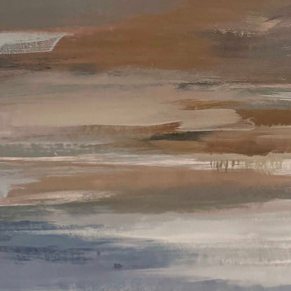 Lowlands - Framed Landscape Print - Black / Blue / Brown / Orange / White / Yellow