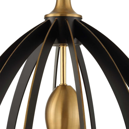 Darby - 1 Light Architectural Oval Pendant - Bronze / Black