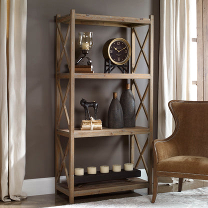 Stratford - Reclaimed Wood Etagere - Light Brown