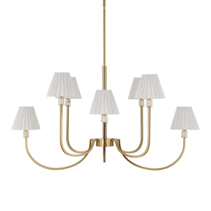 Poppins - 8 Light Brass Chandelier - White / Gold