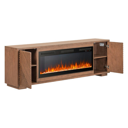 Fireplace TV Consoles - 214 84'' Console With Fire FTS Multiplees - Light Brown