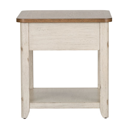 Farmhouse Reimagined - End Table With Basket - White