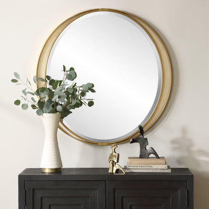 Rhodes - Gold Round Mirror