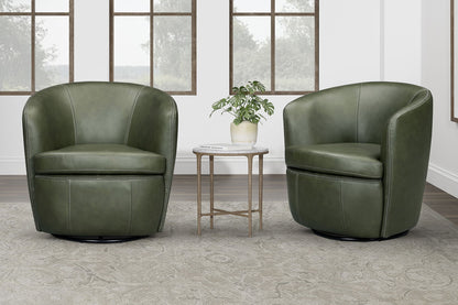 Barolo - 100% Italian Leather Swivel Club Chair (Set of 2)