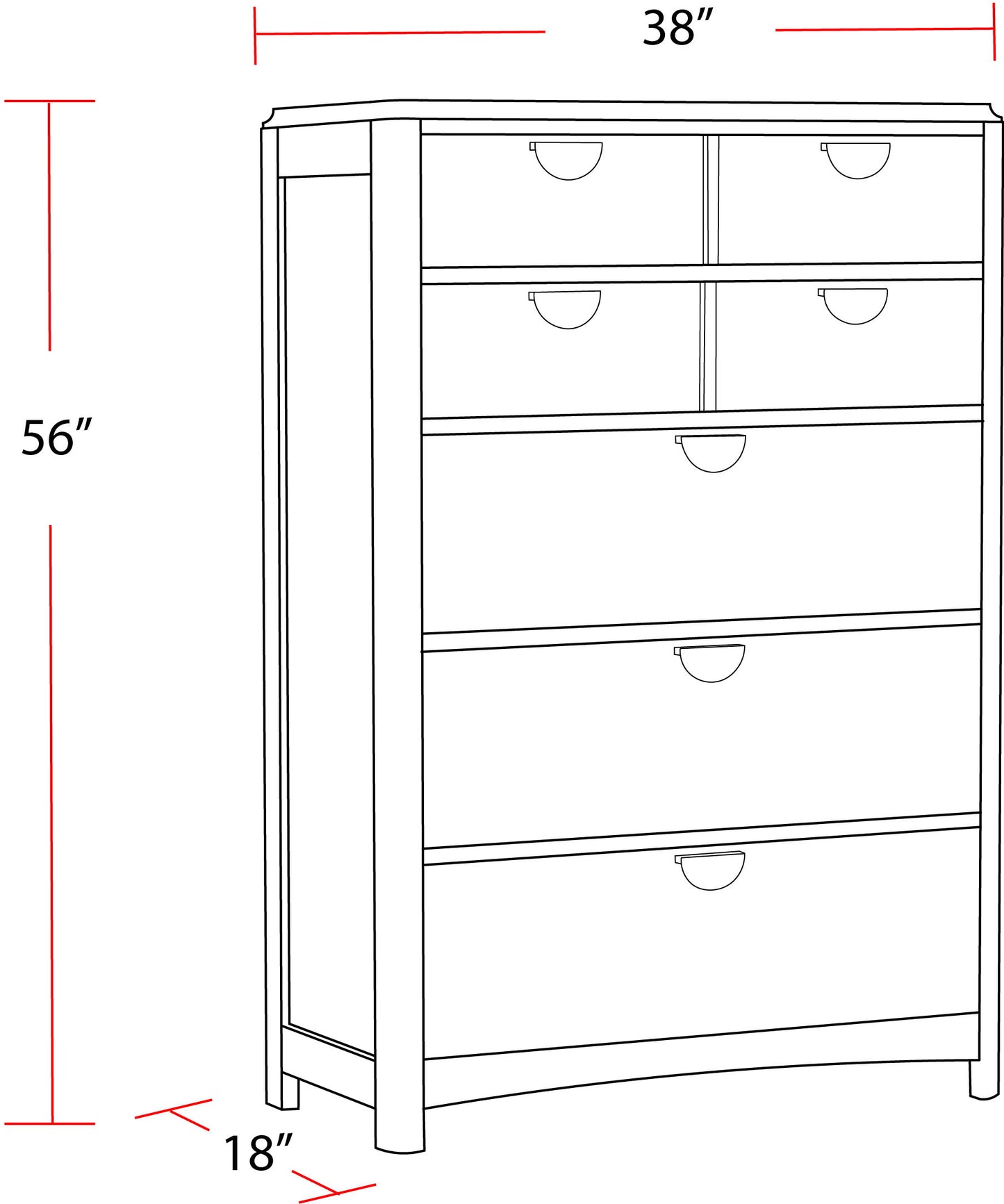 Escape - Bedroom 5 Drawer Chest With Cedar Bottom - Glazed Natural Oak