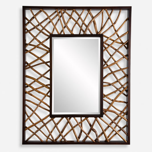 Teak Maze - Rectangle Mirror