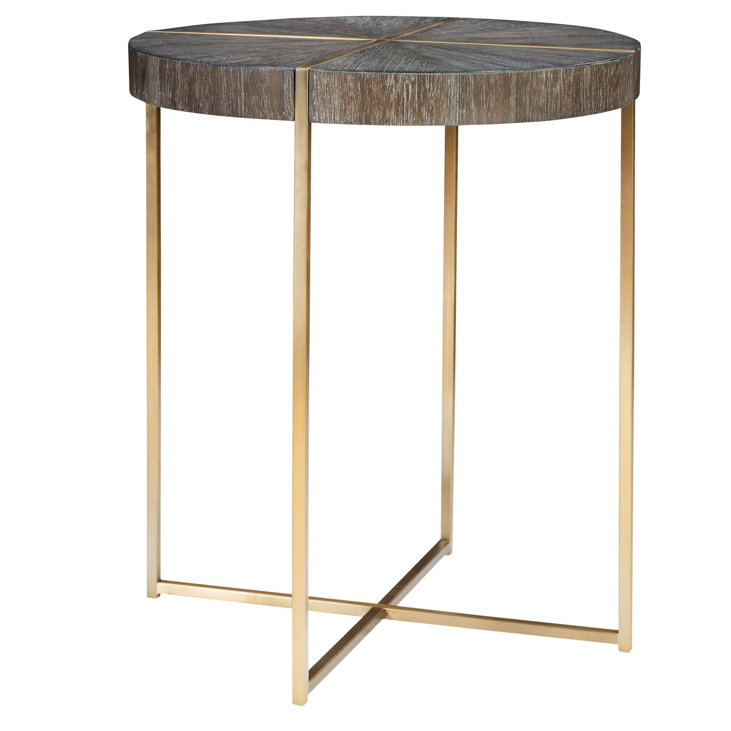 Taja - Round Accent Table - Dark Brown & Gold