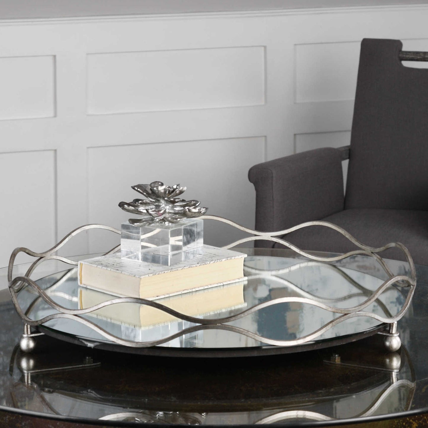 Rachele - Mirrored Tray - Silver