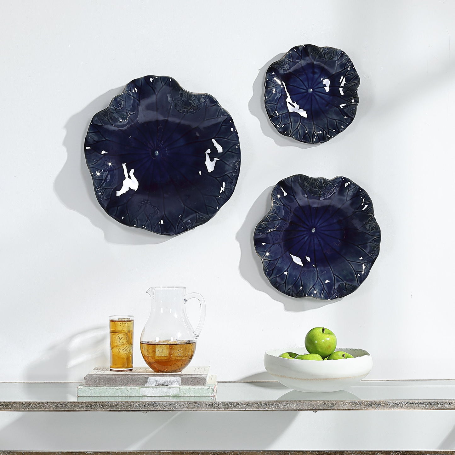 Abella - Ceramic Wall Decor (Set of 3) - Blue