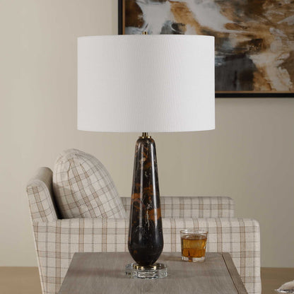 Dames - Dark Marble Table Lamp - Black / Brown