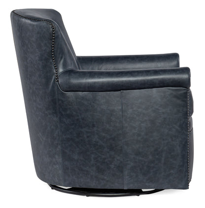 Swivel Club Leather Chair - Blue