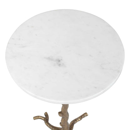 Calais - Marble Accent Table - Brass / White