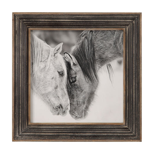 Custom Black And White Horses - Print - Dark Brown