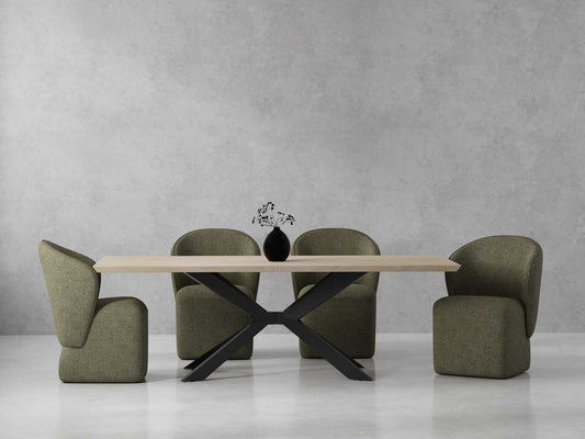 Crossings - Rectangular Dining Table With 4 Upholstered Chairs - Natural & Green