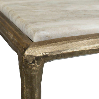 Minerva - Marble Top Console Table - Brass / Gray / White