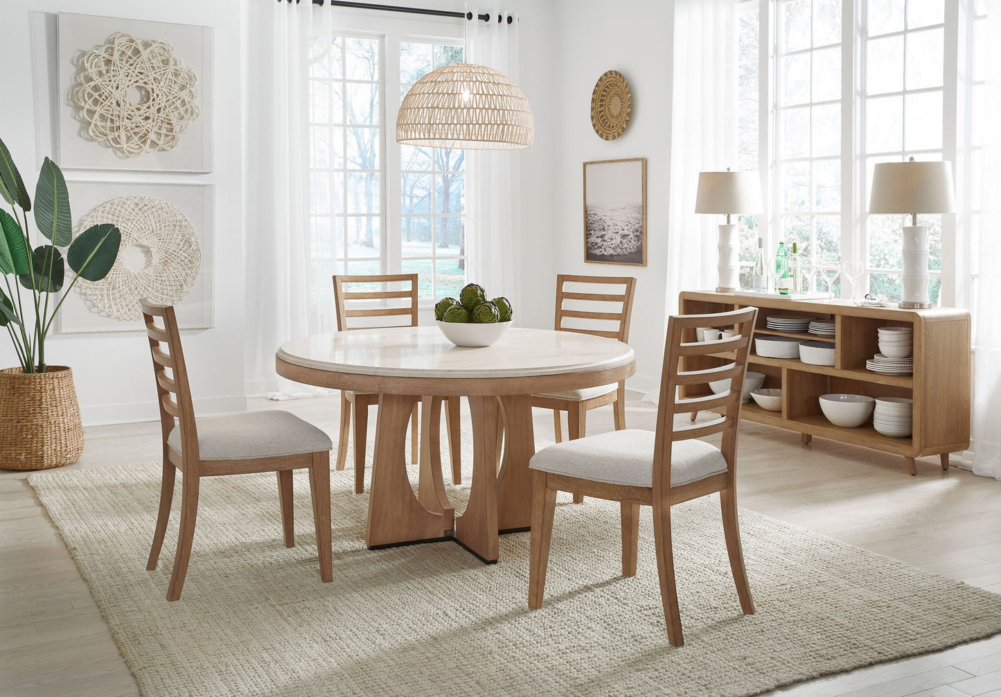 Escape - Ladder Back Dining Chair (Set of 2) - Glazed Natural Oak Mirage Mist