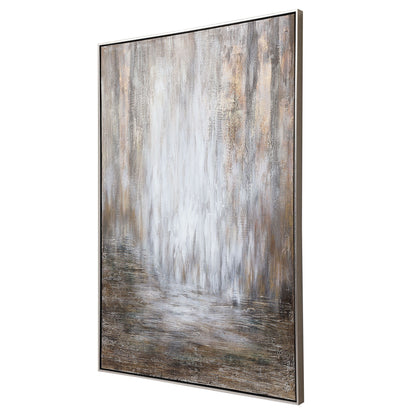 Desert Rain - Hand Painted Abstract Art - Pearl Silver