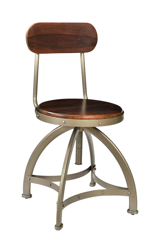 Tacoma - Adjustable Barstool - Honey Brown / Antique Silver