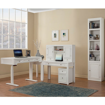 Boca - Power Lift L Desk With Hutch File And Bookcase - Cottage White
