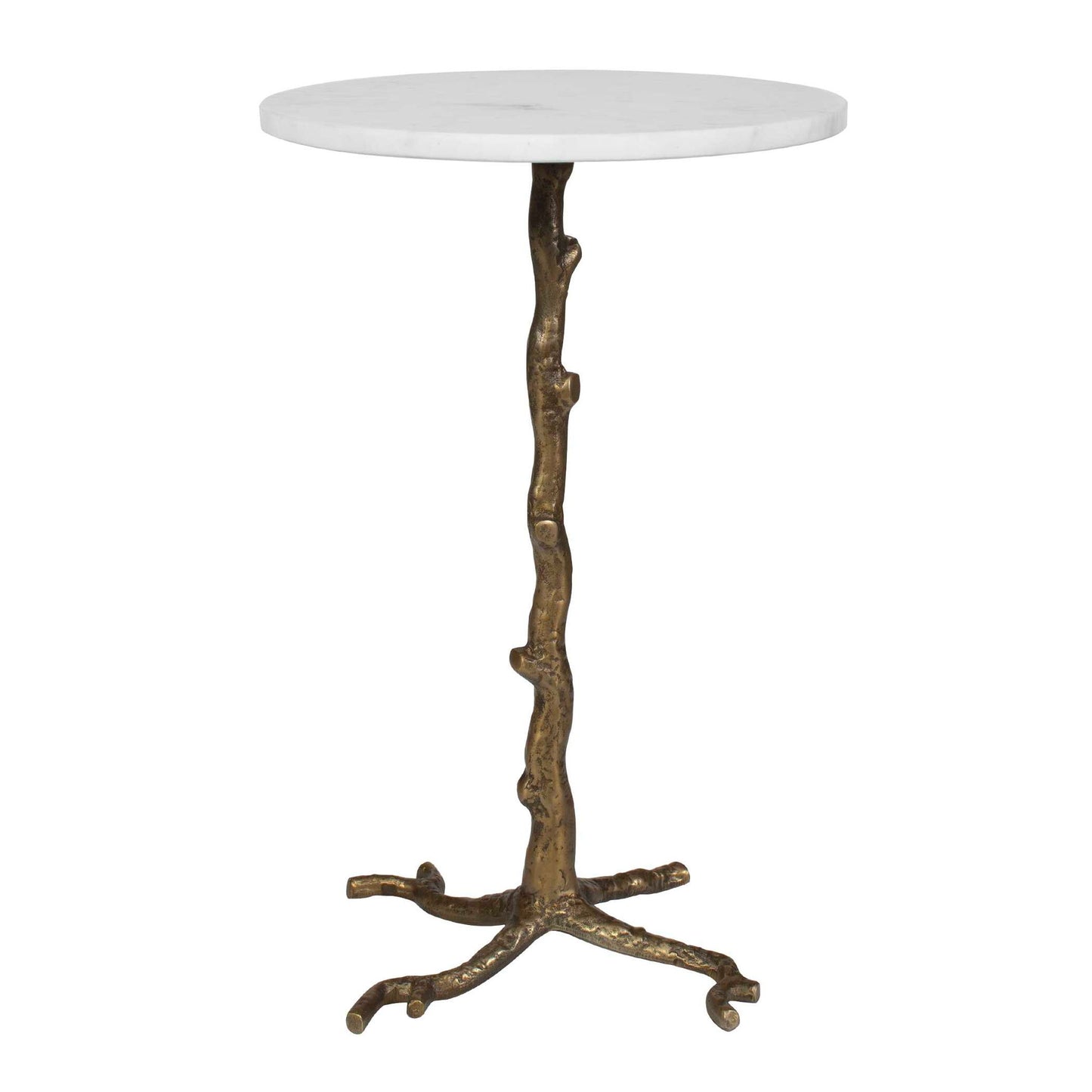 Calais - Marble Accent Table - Brass / White